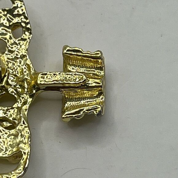 Lot of two Christmas Trees, gold tone with multi color stones - Picture 5 of 8